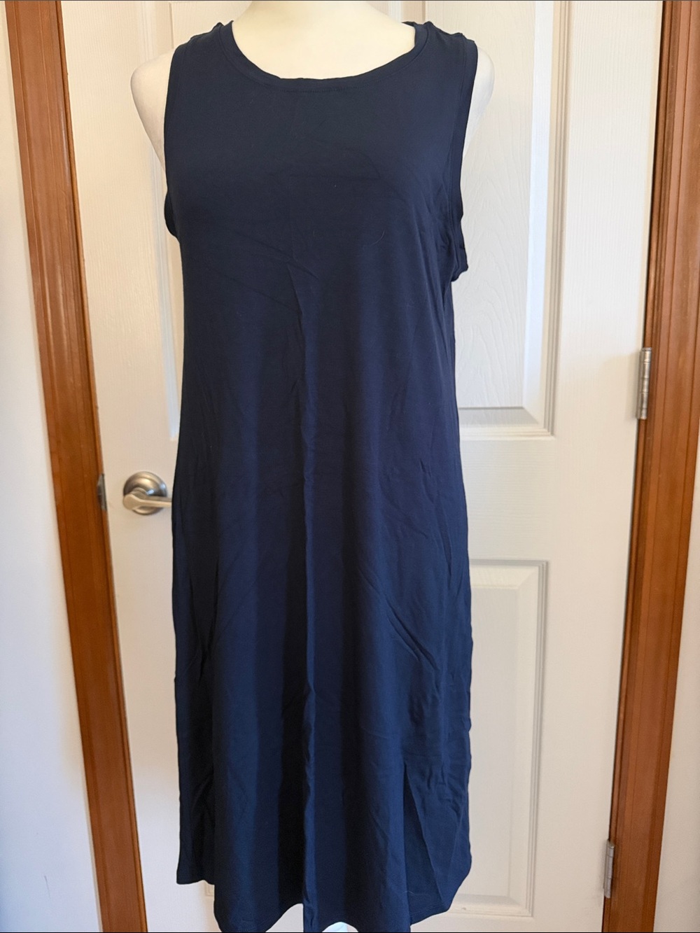 LOFT Navy Sleeveless Asymmetrical Shift Dress
